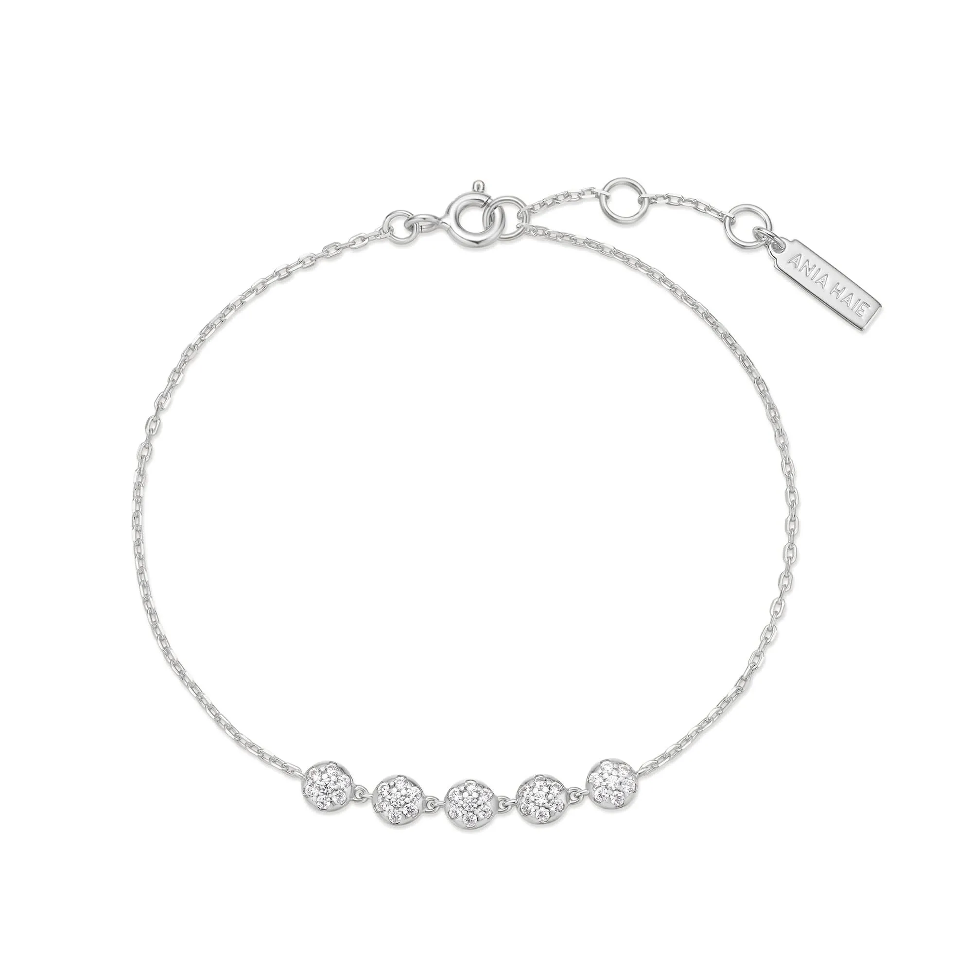 Silver Pav Multi Beaded Chain Bracelet B065-04H
