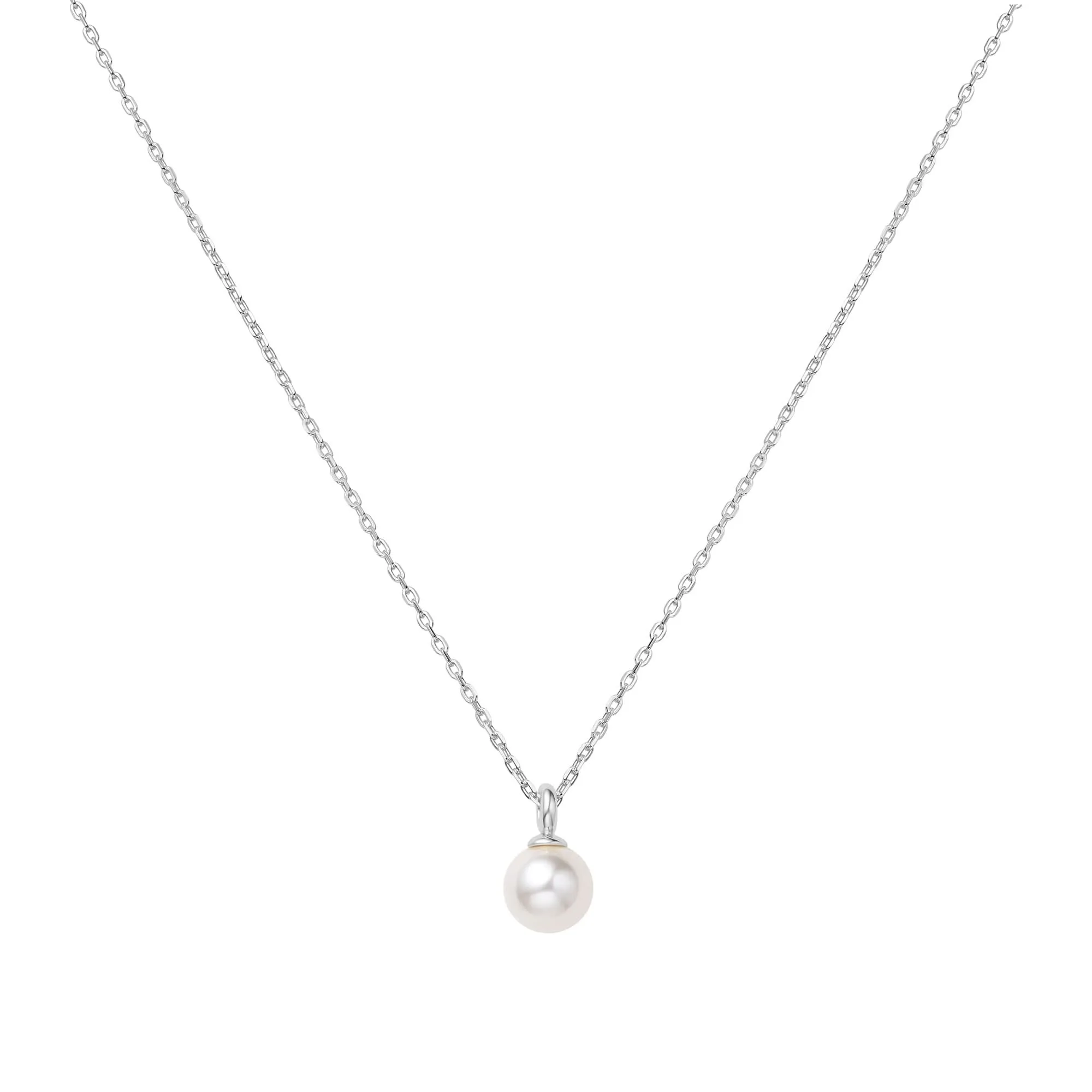 Silver Pearl Drop Pendant Necklace N065-01H