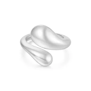 Silver Sculptural Crossover Ring R062-03H