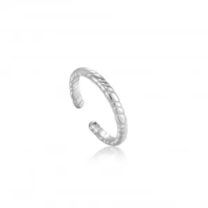 Silver Smooth Twist Thin Band Ring R038-01H