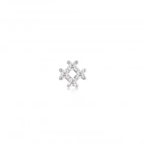 Silver Sparkle Cross Barbell Single Earring E047-13H