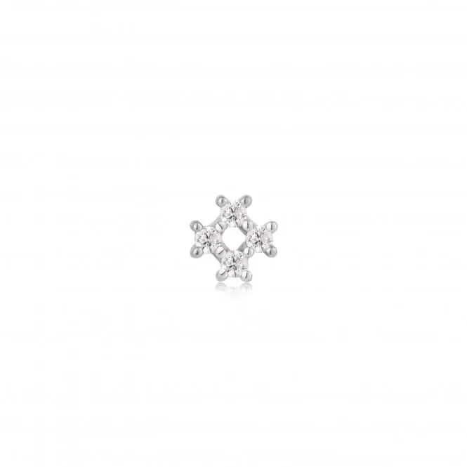 Silver Sparkle Cross Barbell Single Earring E047-13H