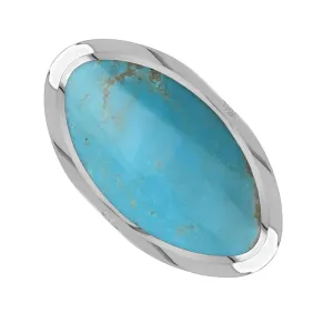 Silver Turquoise King's Coronation Hallmark Large Oval Ring D