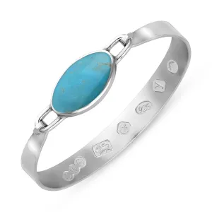 Silver Turquoise King's Coronation Hallmark Wide Oval Bangle D