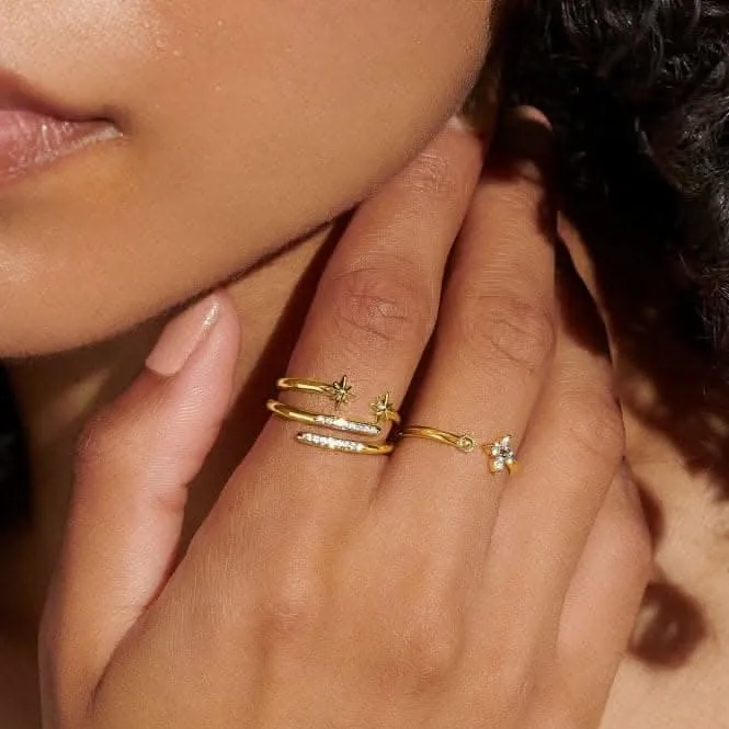 Stacks Of Style Star & Zirconia Gold Plated Set Of 3 Rings 7224
