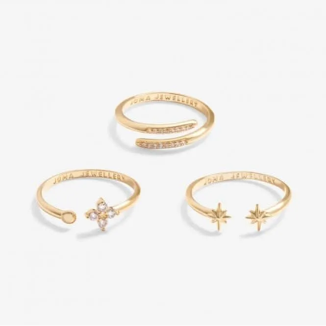 Stacks Of Style Star & Zirconia Gold Plated Set Of 3 Rings 7224