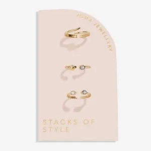 Stacks Of Style Zirconia Gold Plated Set Of 3 Rings 7222