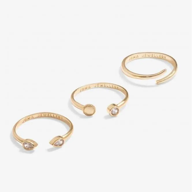 Stacks Of Style Zirconia Gold Plated Set Of 3 Rings 7222