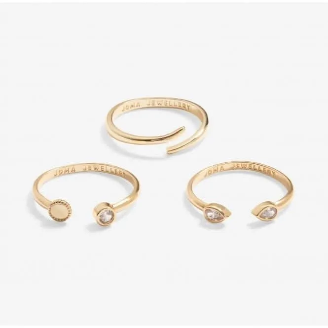 Stacks Of Style Zirconia Gold Plated Set Of 3 Rings 7222