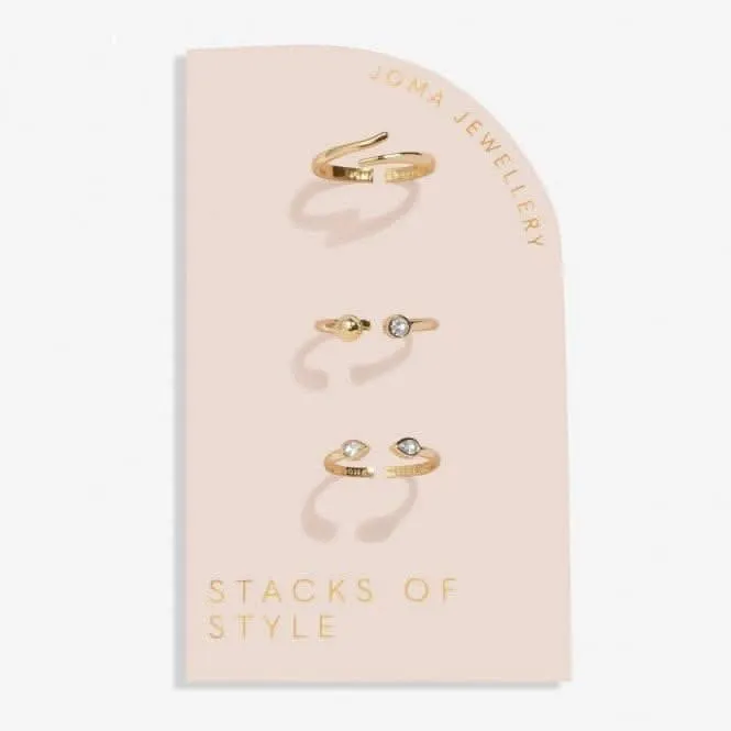 Stacks Of Style Zirconia Gold Plated Set Of 3 Rings 7222