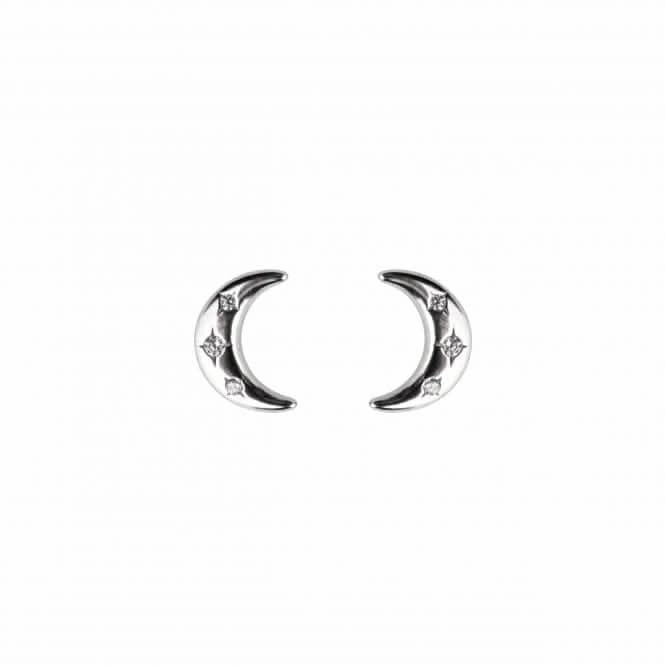 Stars in Moon Zirconia Stud Earrings 3443CZ