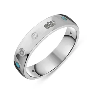 Sterling Silver 0.08ct Diamond Turquoise King's Coronation Hallmark 5mm Ring D