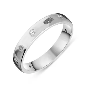 Sterling Silver 0.15ct Diamond King's Coronation Hallmark 4mm Ring D