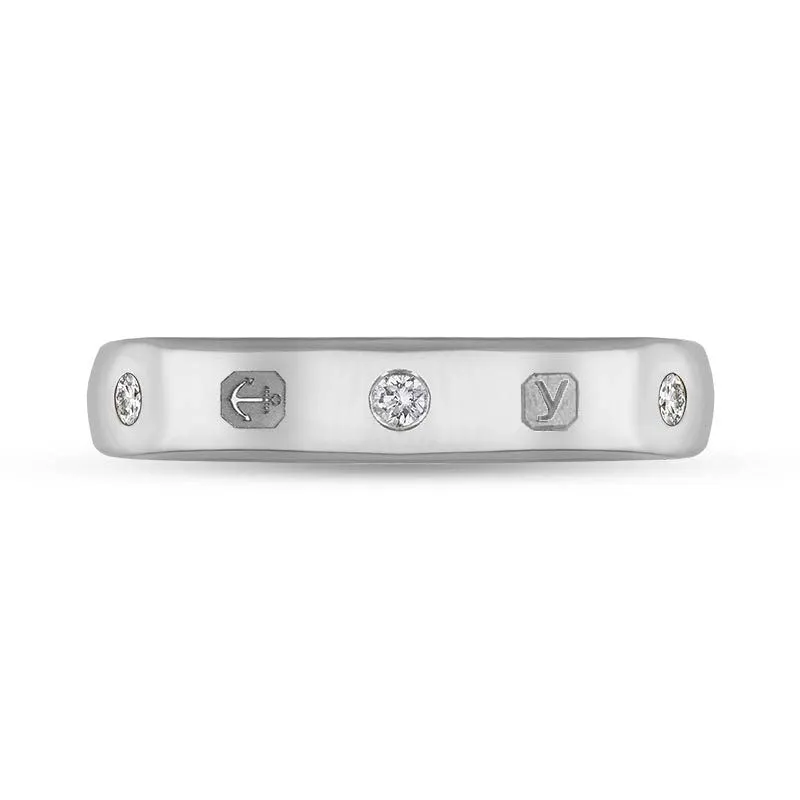 Sterling Silver 0.15ct Diamond King's Coronation Hallmark 4mm Ring D