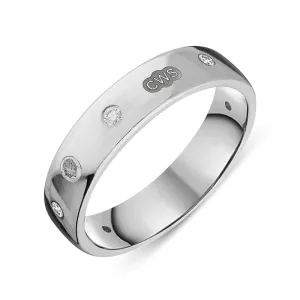 Sterling Silver 0.15ct Diamond King's Coronation Hallmark 5mm Ring D