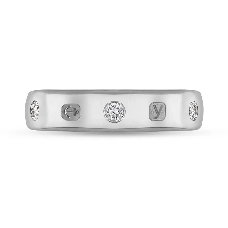 Sterling Silver 0.15ct Diamond King's Coronation Hallmark 5mm Ring D