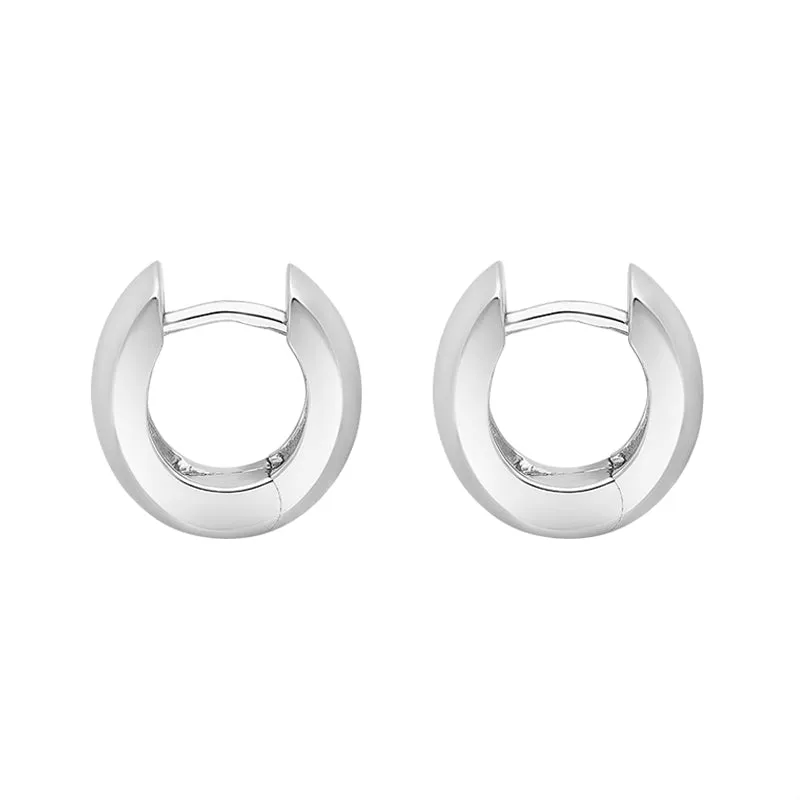 Sterling Silver 13x12mm Satin Domed Hoop Earrings