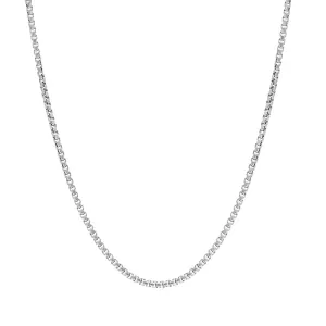 Sterling Silver 18 Inch Rhodium Plated Box Chain