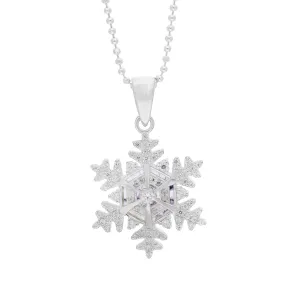 Sterling Silver 20mm White Cubic Zirconia & Blue John Snowflake Pendant