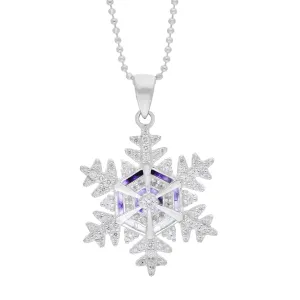 Sterling Silver 26mm White Cubic Zirconia & Blue John Snowflake Pendant