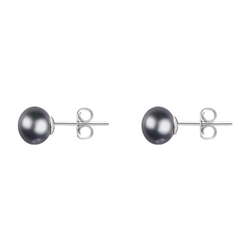 Sterling Silver 4mm Black Freshwater Pearl Stud Earrings