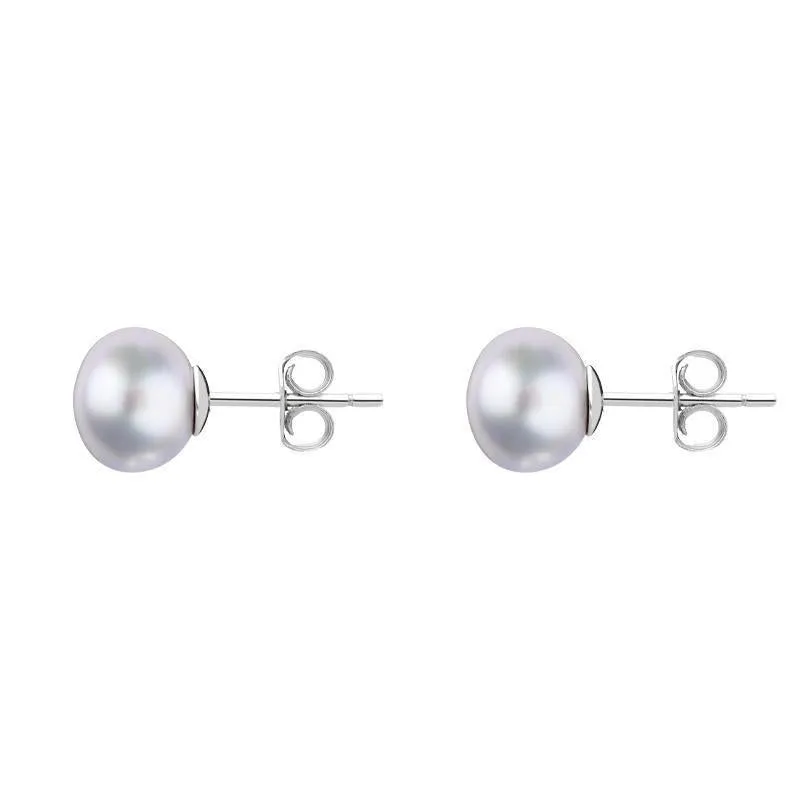 Sterling Silver 5mm Grey Freshwater Pearl Stud Earrings