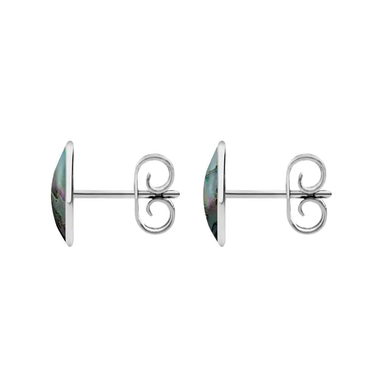 Sterling Silver Abalone 8 x 10mm Classic Large Oval Stud Earrings