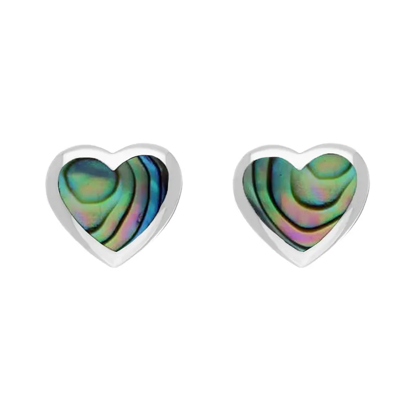 Sterling Silver Abalone Heart Stud Earrings