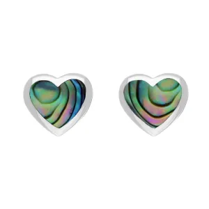 Sterling Silver Abalone Heart Stud Earrings