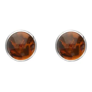 Sterling Silver Amber 8mm Classic Large Round Stud Earrings