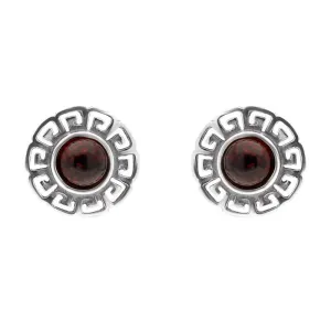Sterling Silver Amber Greek Style Stud Earrings