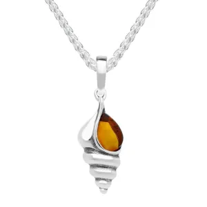 Sterling Silver Amber Small Shell Necklace