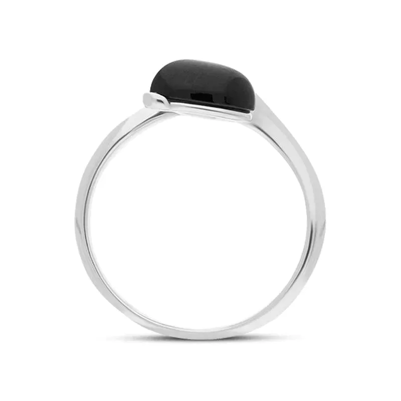 Sterling Silver Amber Whitby Jet Ring