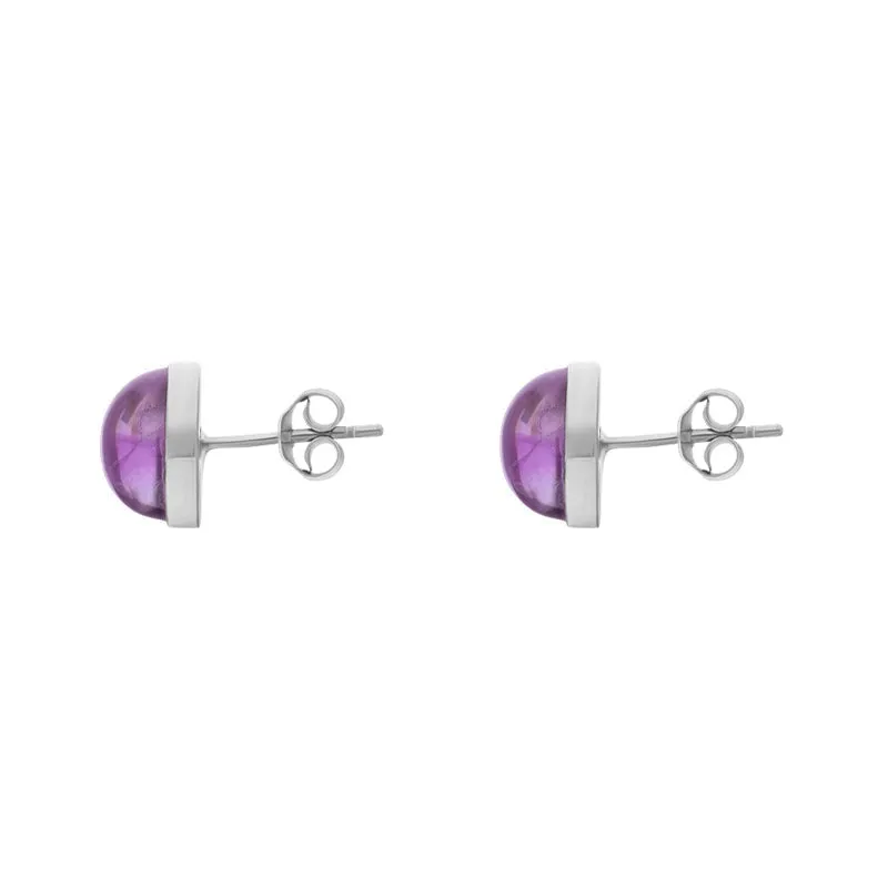 Sterling Silver Amethyst Round Stud Earrings