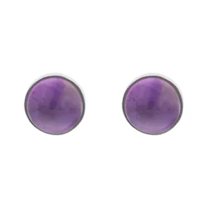 Sterling Silver Amethyst Round Stud Earrings