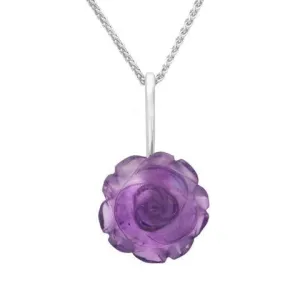 Sterling Silver Amethyst Tuberose 18mm Rose Necklace