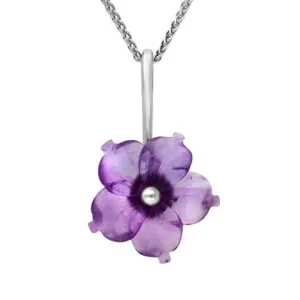 Sterling Silver Amethyst Tuberose 20mm Carnation Necklace