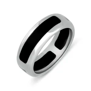 Sterling Silver and Whitby Jet 8mm Wedding Ring