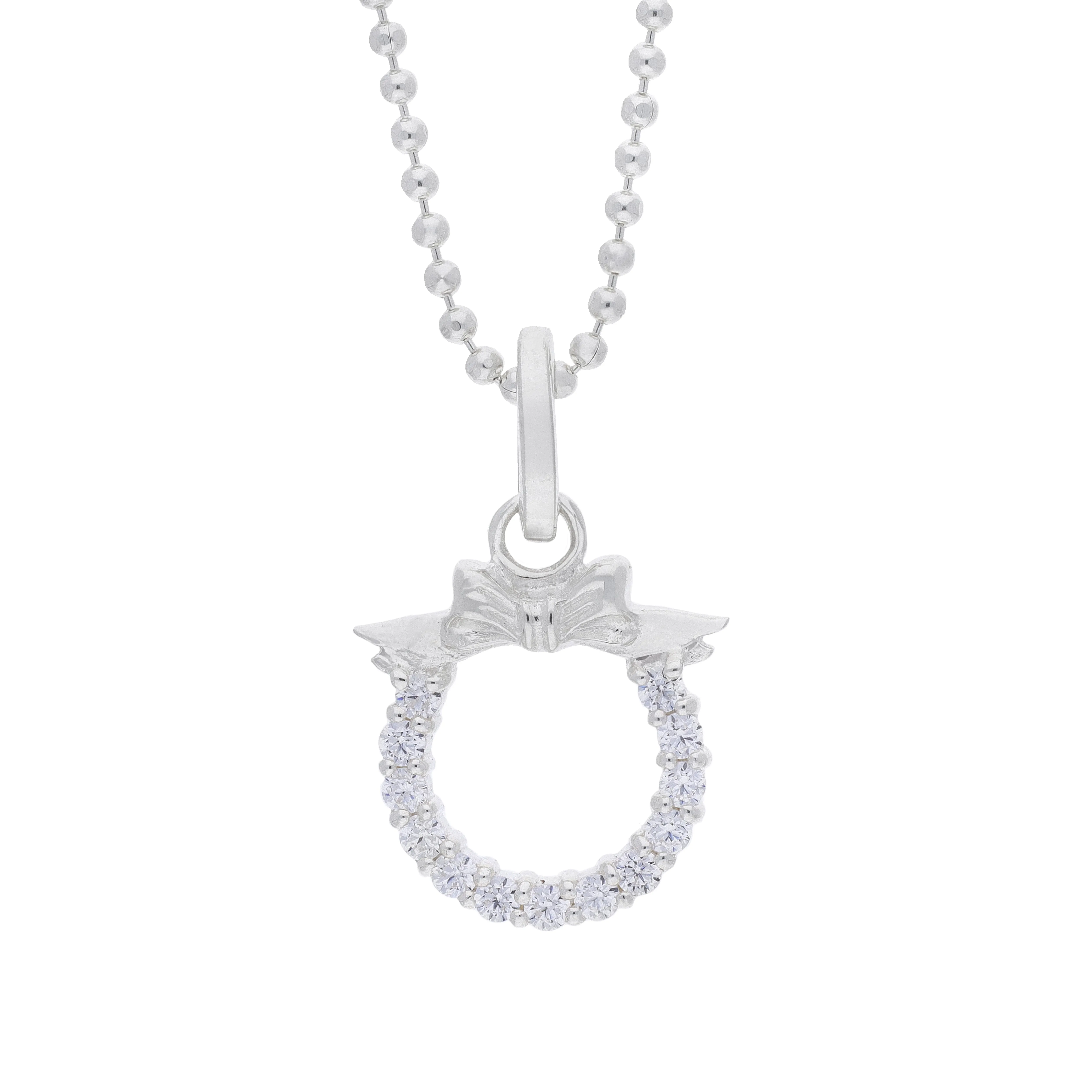 Sterling Silver and White Cubic Zirconia Wreath Pendant