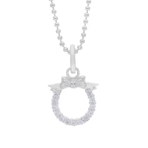Sterling Silver and White Cubic Zirconia Wreath Pendant