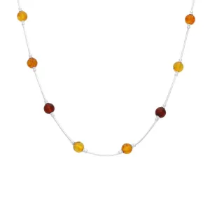 Sterling Silver Baltic Amber Link Bead Necklace