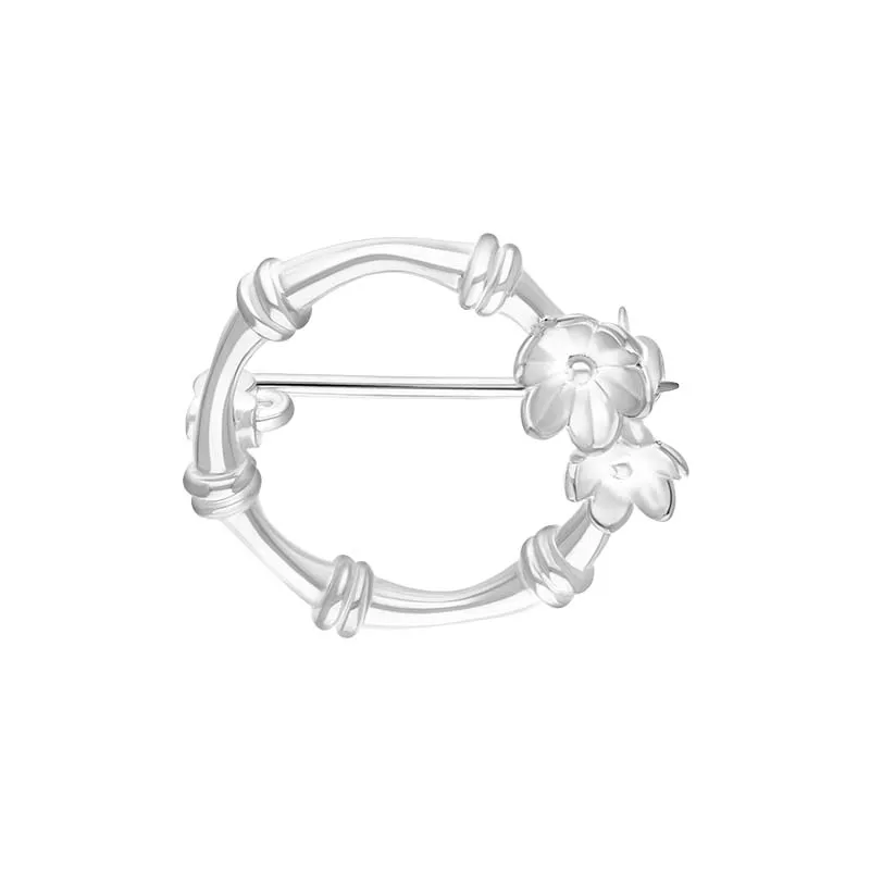 Sterling Silver Bamboo Flower Brooch D