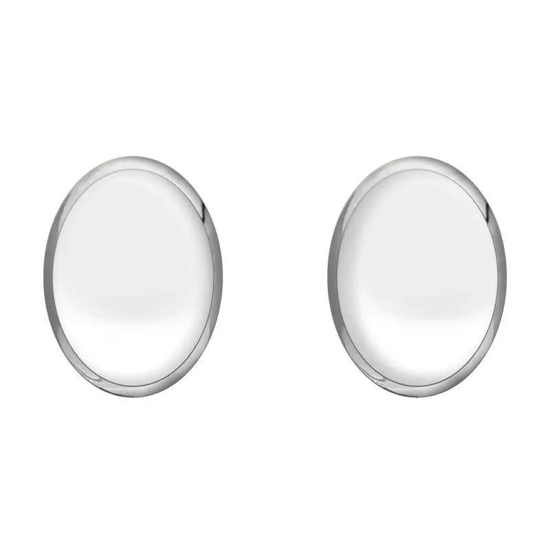 Sterling Silver Bauxite 10mm x 8mm Classic Large Oval Stud Earrings