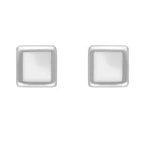 Sterling Silver Bauxite Dinky Square Stud Earrings