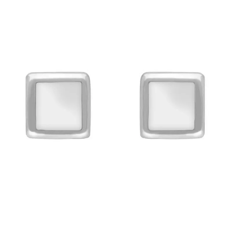 Sterling Silver Bauxite Dinky Square Stud Earrings
