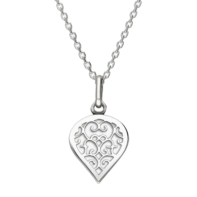 Sterling Silver Bauxite Flore Filigree Small Heart Necklace