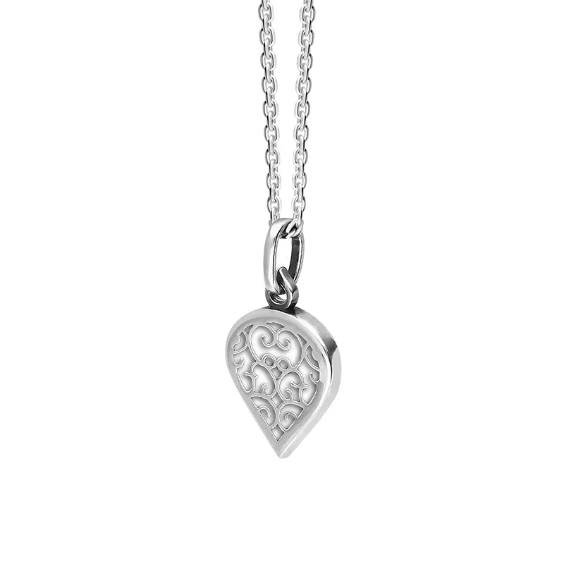 Sterling Silver Bauxite Flore Filigree Small Heart Necklace