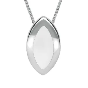 Sterling Silver Bauxite Framed Marquise Necklace