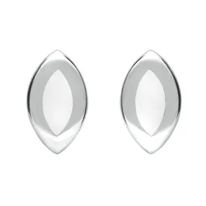 Sterling Silver Bauxite Framed Marquise Stud Earrings