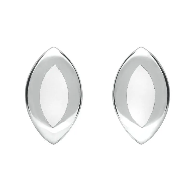 Sterling Silver Bauxite Framed Marquise Stud Earrings